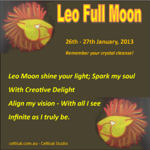 Leo Full Moon poem and crystals